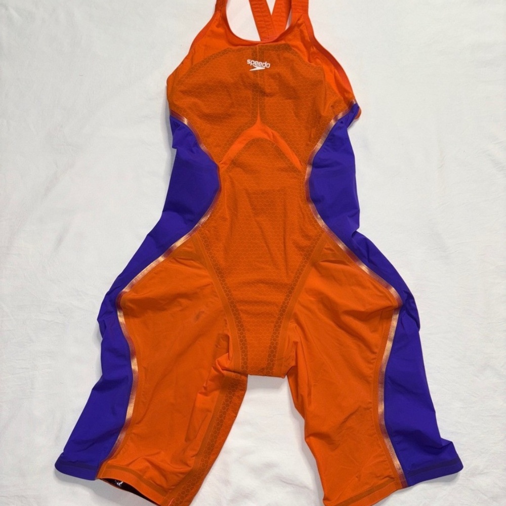 Speedo Orange and Purple Women's Racing One-Piece Swimsuit